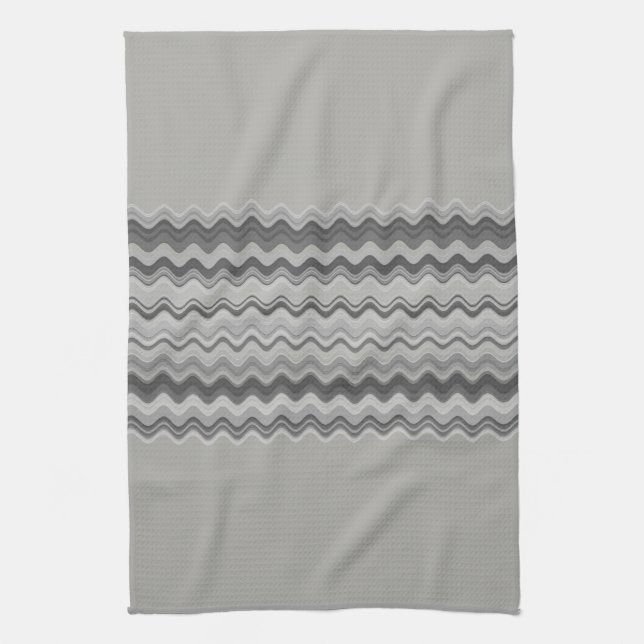 Gray Wavy Zigzag Muster Geschirrtuch (Vertikal)