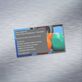 Gray Weights Gym Personal Trainer Fitness Center Magnetische Visitenkarte