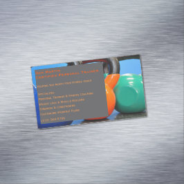 Gray Weights Gym Personal Trainer Fitness Center Magnetische Visitenkarte