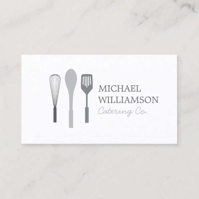 GRAY WHISK SPOON SPATULA LOGO for Catering, Koch Visitenkarte (Vorderseite)