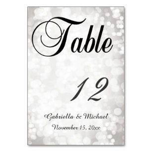 Gray White Bokeh Tischnummer
