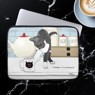 Gray White Cat Funny Tee Tasse Küche Laptopschutzhülle