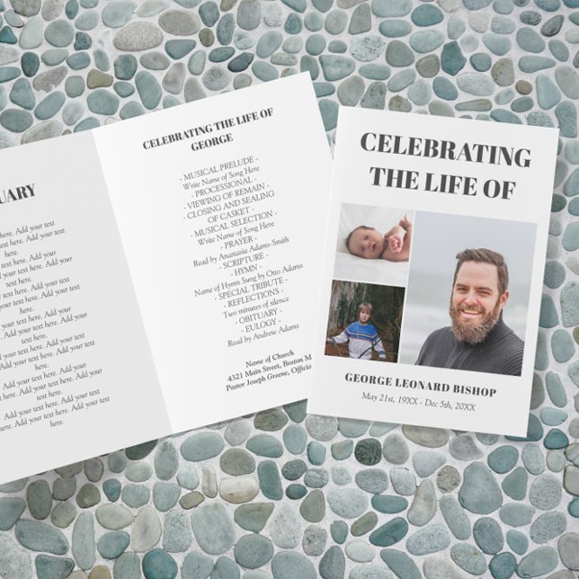 Gray White Celebration of Life Foto Program Programm (Von Creator hochgeladen)