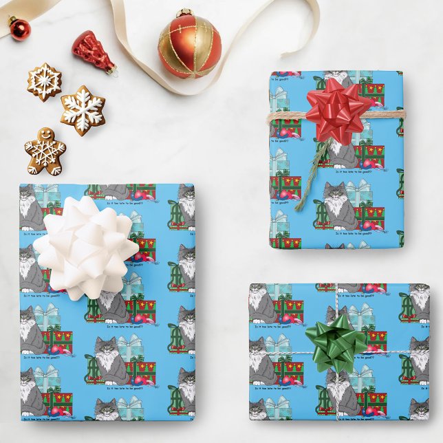 Gray White Christmas Kitten Geschenkpapier Set (Von Creator hochgeladen)