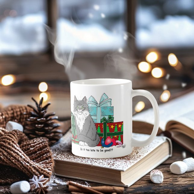 Gray White Christmas Kitten Kaffeetasse (Von Creator hochgeladen)