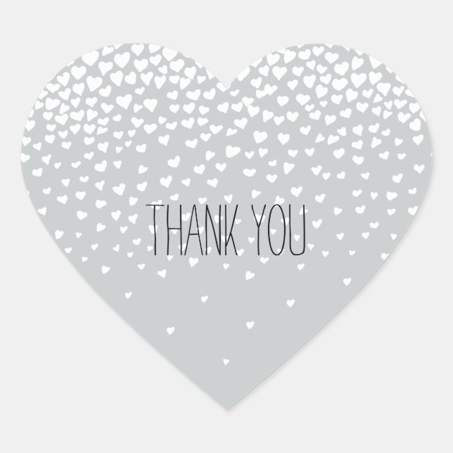 Gray White Confetti Hearts Herz-Aufkleber (Vorderseite)
