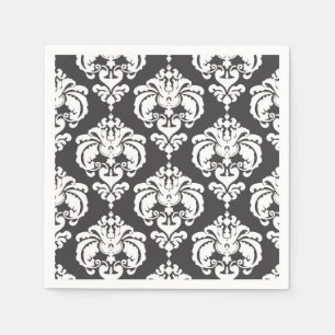 Gray & White Damask Chic Pattern Elegantes Party Serviette