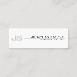 Gray White Elegany Trendy Monogram Simple Design Mini Visitenkarte