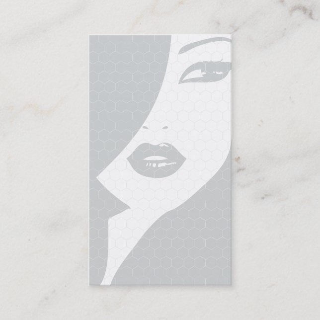 GRAY & WHITE GEMUSTERT GIRL Business Card Visitenkarte (Vorderseite)