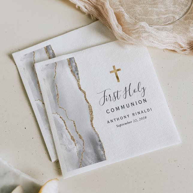Gray White Gold Agate Erste Heilige Kommune Serviette (Von Creator hochgeladen)