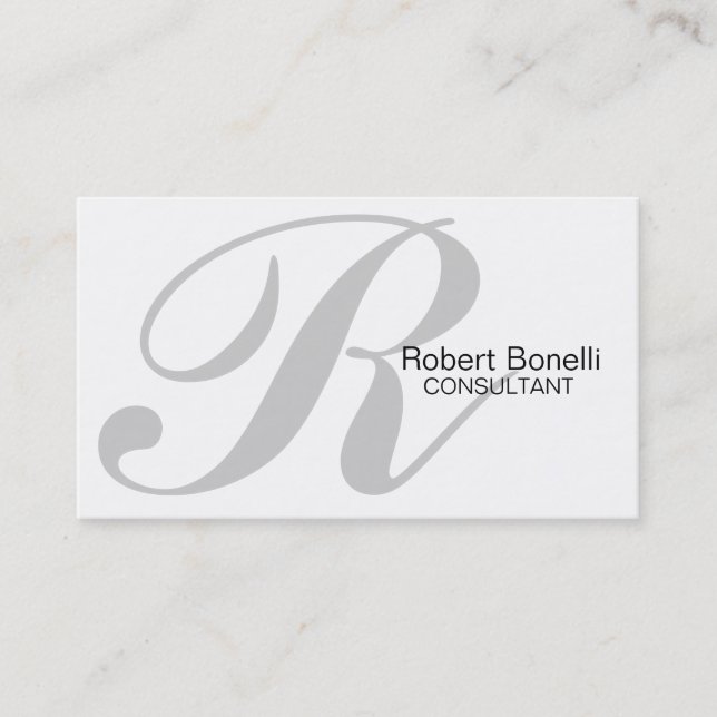 Gray White Monogram Stylish Business Card Visitenkarte (Vorderseite)
