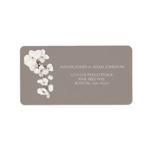 Gray White Orchid Elegante Hochzeit Adressaufkleber