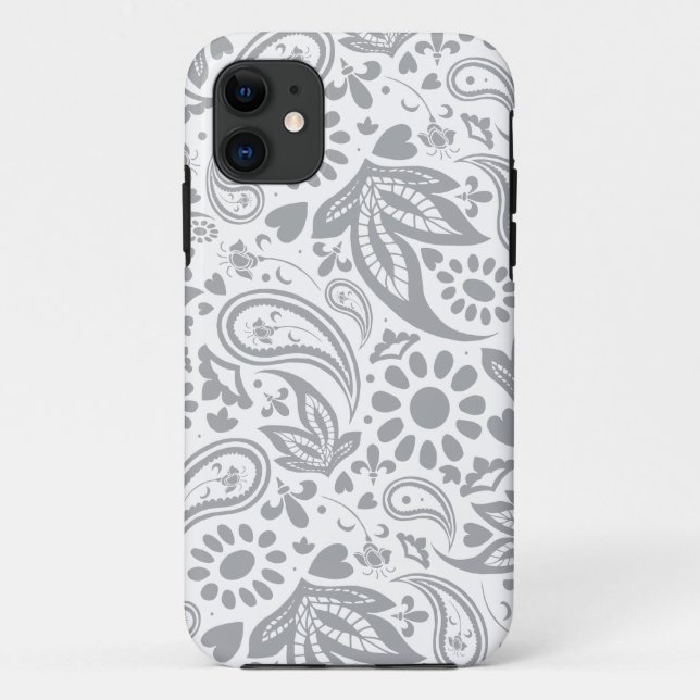Gray White Stilish Boho Gemustert Case-Mate iPhone Hülle (Rückseite)