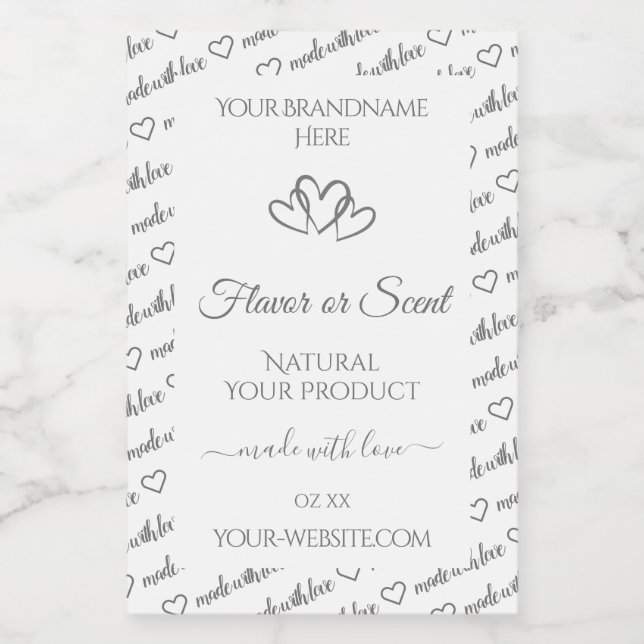 Gray White Word Cloud Product Labels Niedlich Hear Lebensmitteletikett (Einzelnes Label)
