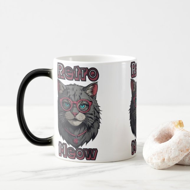 Gray Wild Gray Cat mit Niedlicher Brille Verwandlungstasse (Mit Donut)