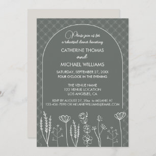Gray Wildblume Bohemisch Arch Wedding Einladung
