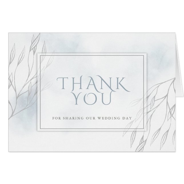 Gray Willow Branch und Dusty Blue Watercolor (Vorderseite (Horizontal))