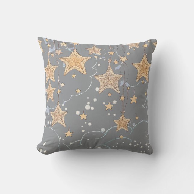 Gray Wish Star Throw Kissen (Vorderseite)