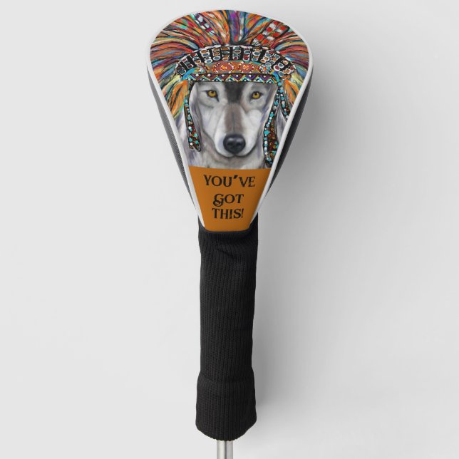 Gray Wolf Art Golf Headcover (Vorderseite)
