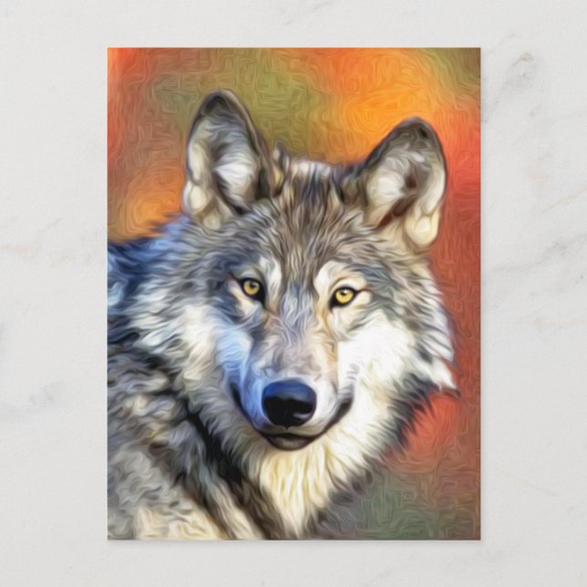 Gray Wolf Art Painting Postkarte (Vorderseite)