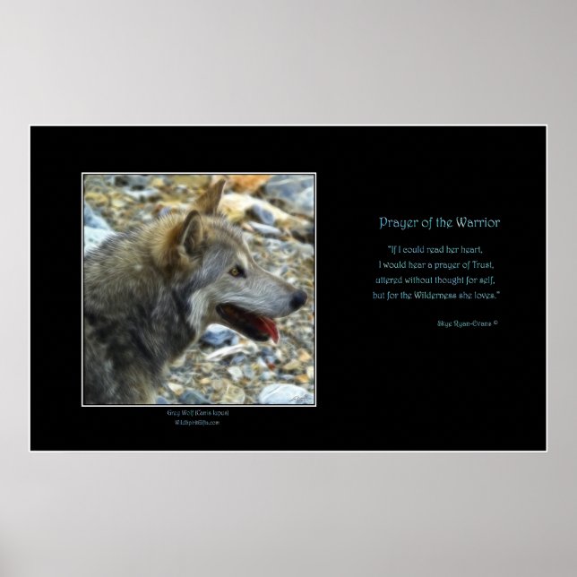 GRAY WOLF Art Poster & Wilderness Gedicht (Vorne)