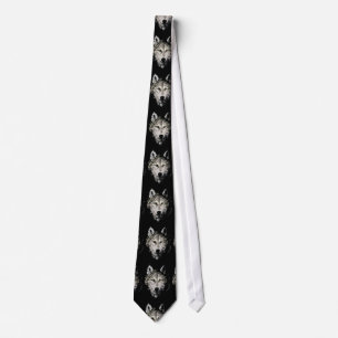 Gray Wolf Artwork Neck Tie Krawatte