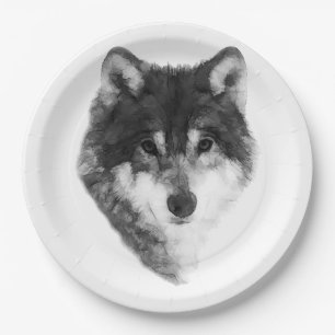 Gray Wolf attraktiv Pappteller
