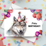 Gray Wolf Balloons und Party Hat Wild Geburtstag Karte<br><div class="desc">Feiern Sie einen wilden und wundervollen Geburtstag mit unserer bezaubernden Wolf Birthday Card. Diese einzigartige Karte zeichnet sich durch einen auffallenden grauen Wolf aus, der ein von festlichen Ballons umgebenes Party entzündet und eine unvergessliche Szene schafft, die den Geist des Feierns perfekt verkörpert. Mit einer Aquarellillustrierung des majestätischen grauen Wolfs....</div>