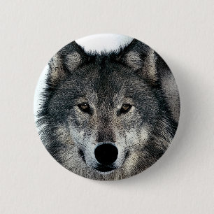 Gray Wolf Button