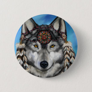 Gray Wolf Button