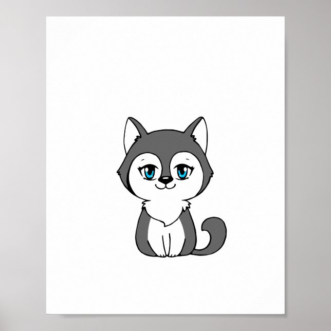 Gray Wolf Chibi-Style Poster (Vorne)
