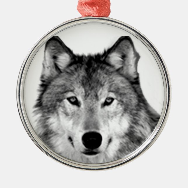 GRAY WOLF CHRISTMAS ORNANATION ORNAMENT AUS METALL (Vorne)