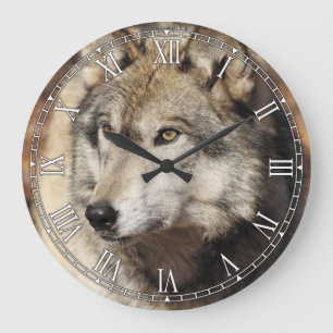 Gray Wolf Decorative Wall Clock Große Wanduhr