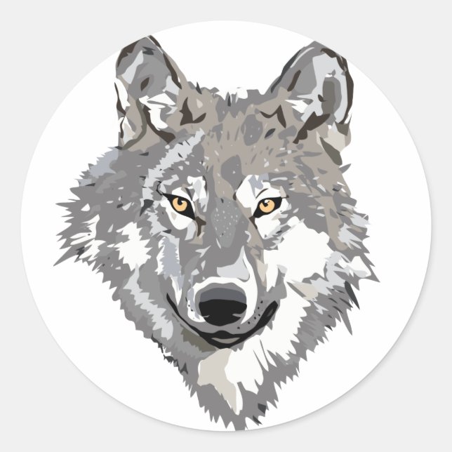 Gray Wolf Design Runder Aufkleber (Vorderseite)