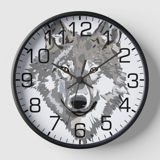 Gray Wolf Design Wanduhr (Vorderseite)