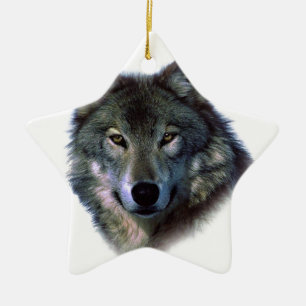 Gray Wolf Eyes Keramik Ornament