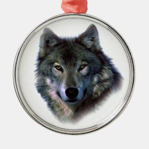 Gray Wolf Eyes Silbernes Ornament
