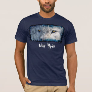 Gray Wolf Eyes Wolf Man T - Shirt