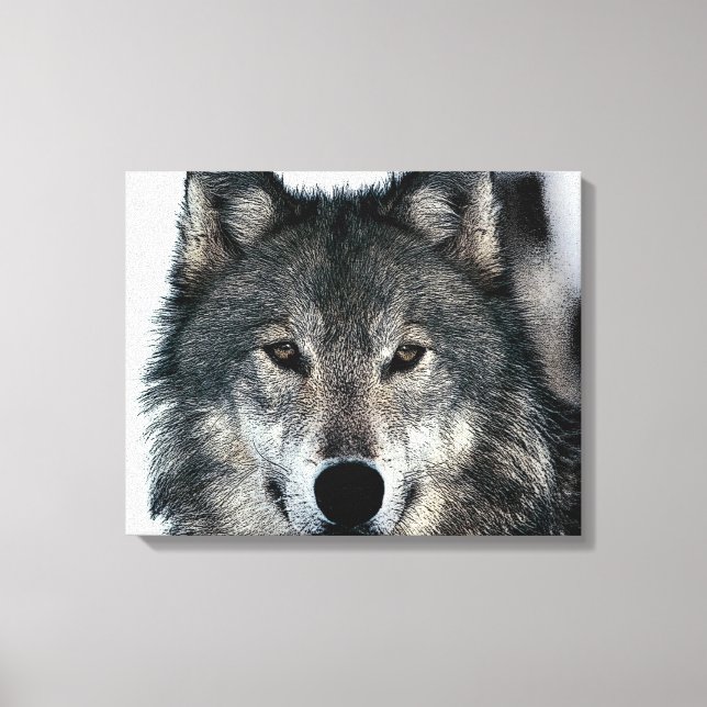 Gray Wolf Eyes Wrapped Canvas Leinwanddruck (Vorderseite)