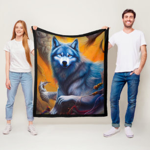 Gray Wolf Fleece Blanket