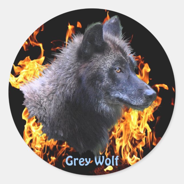 GRAY WOLF & FOREST FIRE Wildlife Supporter Runder Aufkleber (Vorderseite)