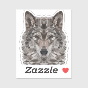 Gray Wolf Geometric Portrait Aufkleber