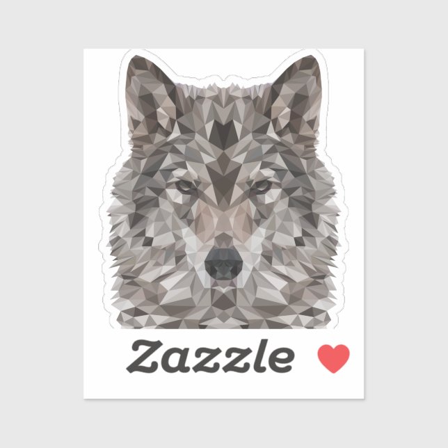 Gray Wolf Geometric Portrait Aufkleber (Blatt)