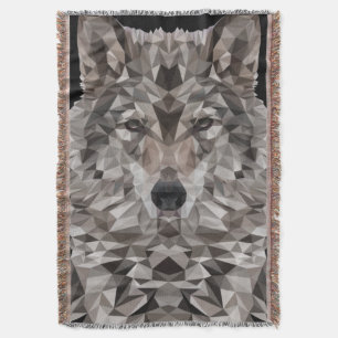 Gray Wolf Geometric Portrait Decke