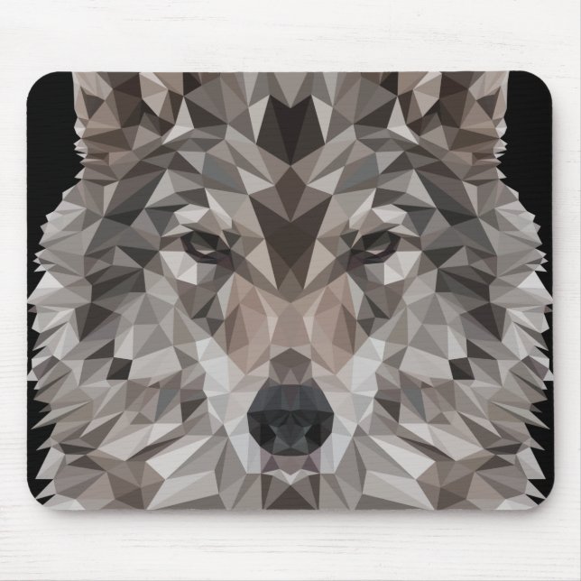 Gray Wolf Geometric Portrait Mousepad (Vorne)
