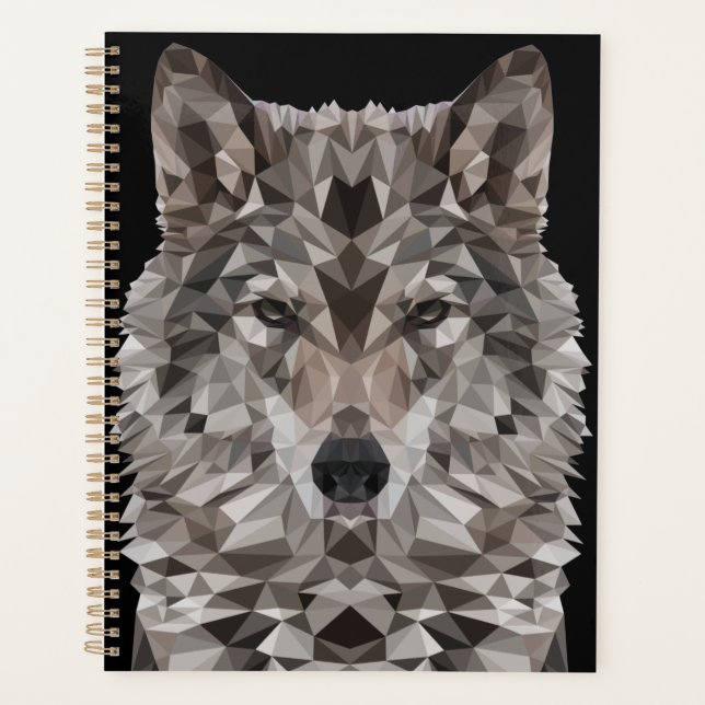 Gray Wolf Geometric Portrait Planer (Vorderseite)