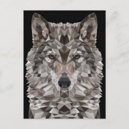 Gray Wolf Geometric Portrait Postkarte