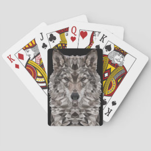 Gray Wolf Geometric Portrait Spielkarten