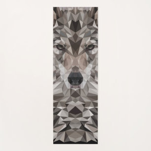 Gray Wolf Geometric Portrait Yogamatte