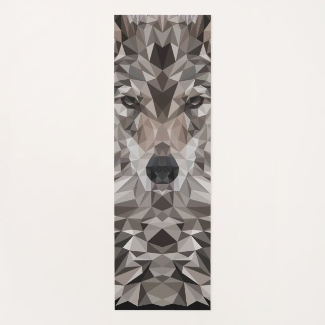 Gray Wolf Geometric Portrait Yogamatte (Vorderseite)